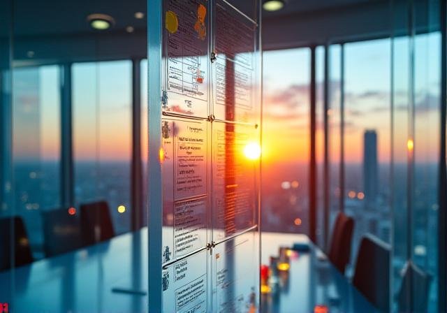 Business strategy session with sticky notes